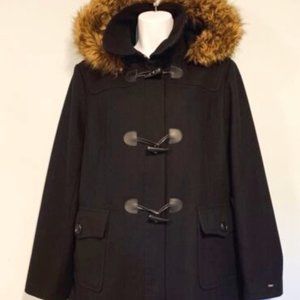 Tommy Hilfiger Women's Hooded Toggle Walker Coat w/ Faux Fur